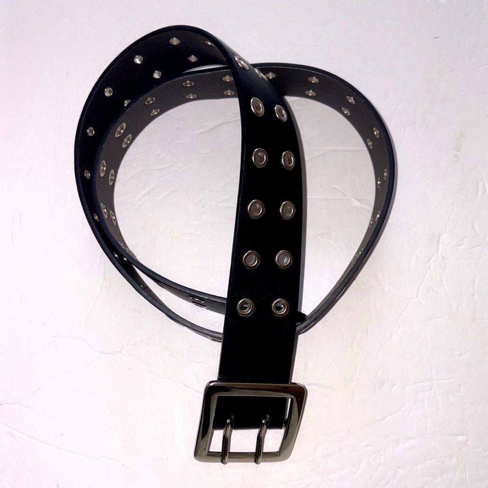 Vegan leather belt with grommet design